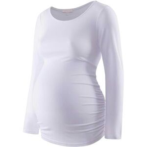 Maternity Long Sleeve Top Ruched White